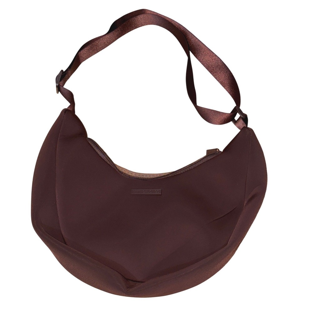 MYTAGALONGS Brown Neoprene Crescent Crossbody Bag Adjustable Strap Half Moon